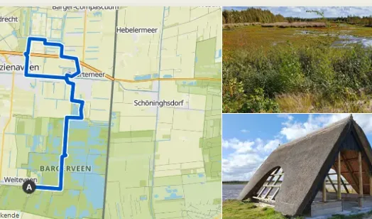 Kartenausschnitt einer Radroute rund um Bargerveen