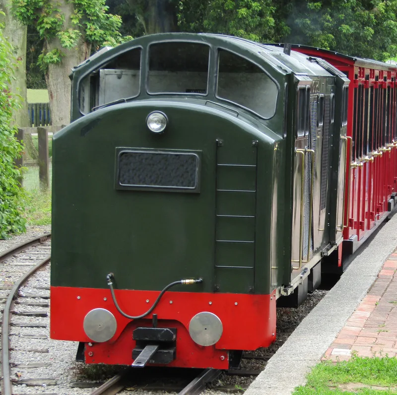 Parkeisenbahn mit rotem Waggon